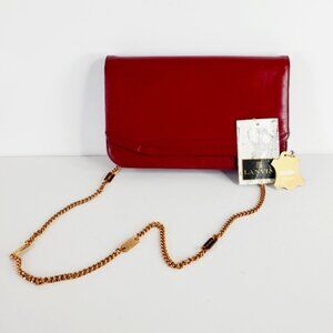 Vintage NOS Lanvin Oxblood Leather Gold Hardwear Old Money Luxury Chain Purse